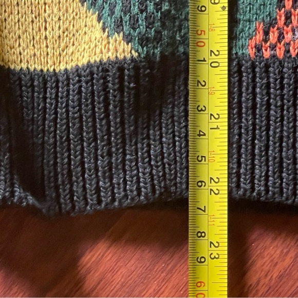 Black Knitted Cat Sweater With Green & Orange Cats - Picture 5 of 7